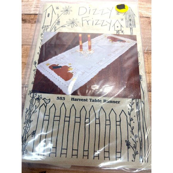 Dizzy Frizzy Harvest Table Runner Embroidery Kit 583 Autumn Pumpkin Design - Picture 2 of 2
